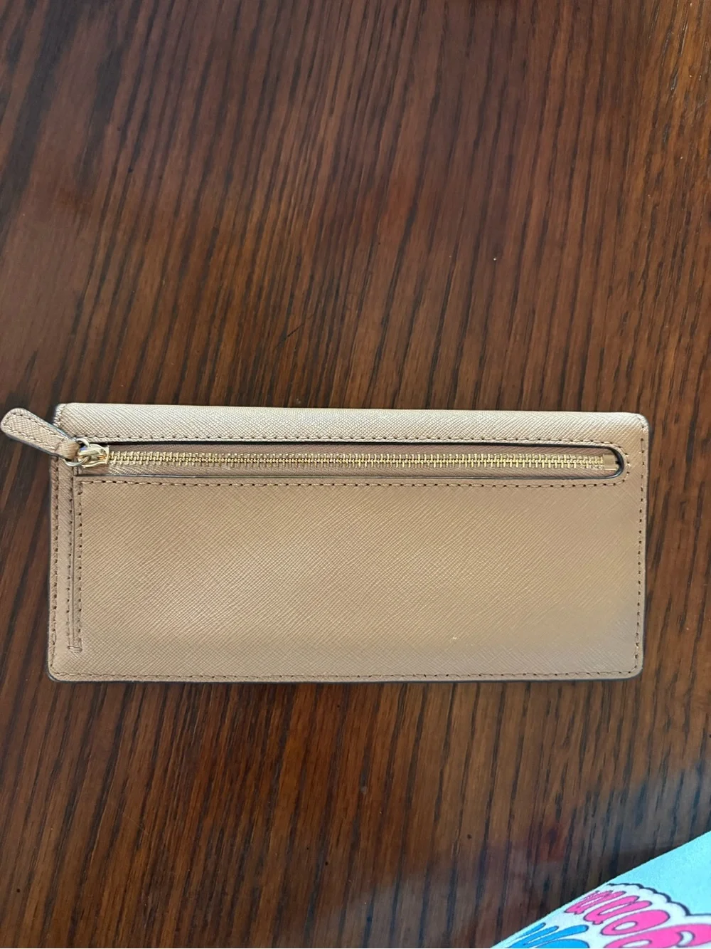 Michael Kors Taupe Saffiano Leather Continental Wallet with Gold Plaque